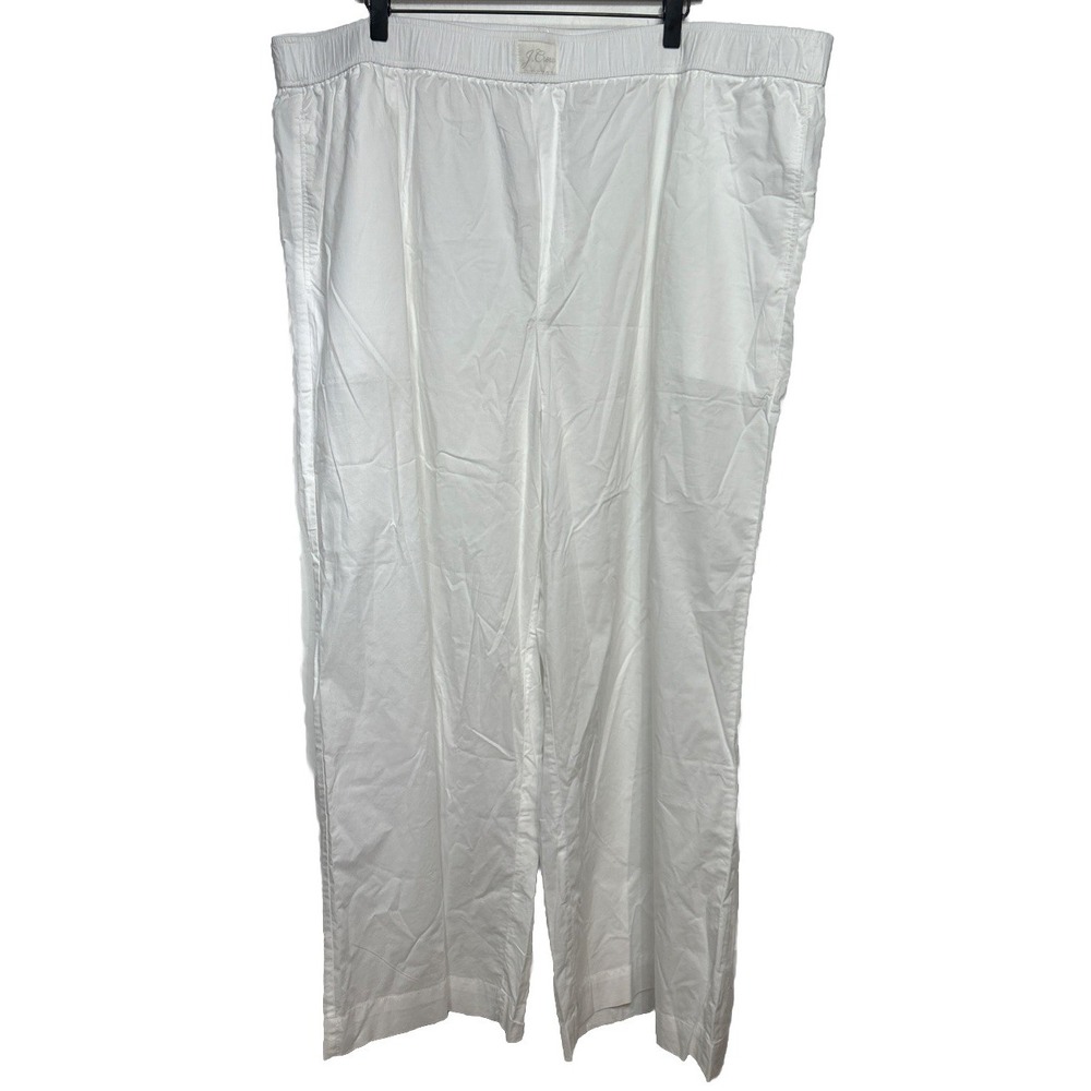 J Crew Cotton Poplin Wide Leg Pajama Lounge Pants White Women's‎ Size 3XL NWT